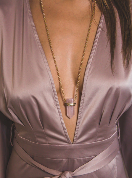 Ella Necklace Rose Quartz - Divine Schematic